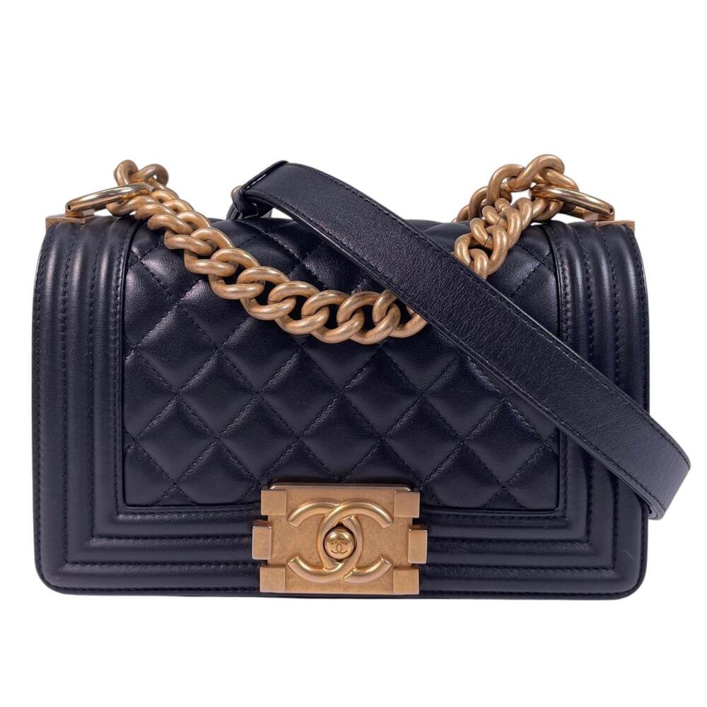 CHANEL Boy Chanel Chain Shoulder Bag, Matte Caviar Leather, Black, Women's